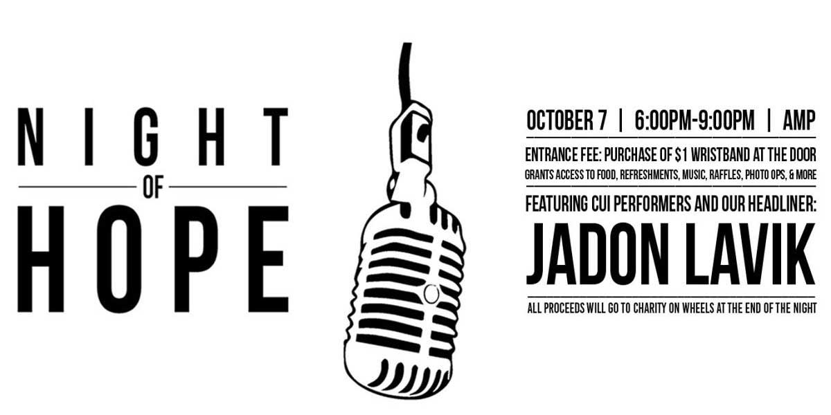 The flyer for the Night of Hope event